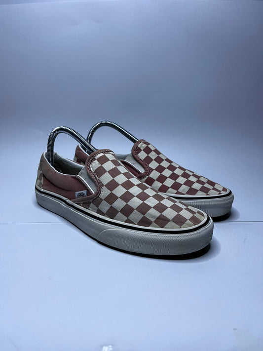 Vans Slip-On – Check-board Snow White Maroon