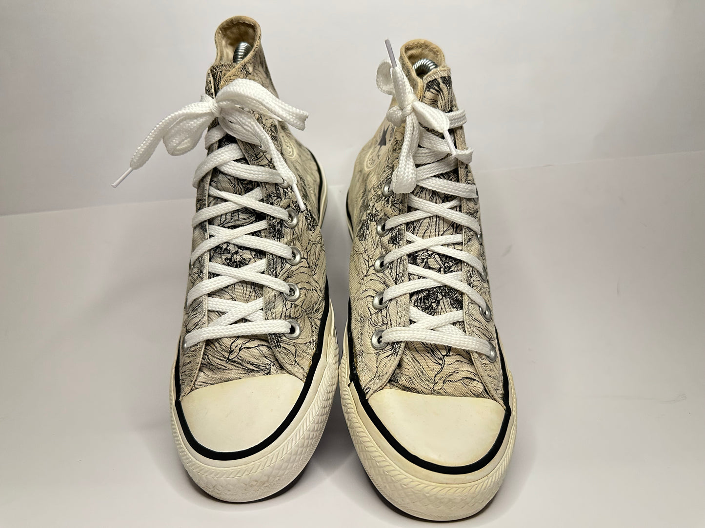 Converse Cream Black High-Top Sneakers