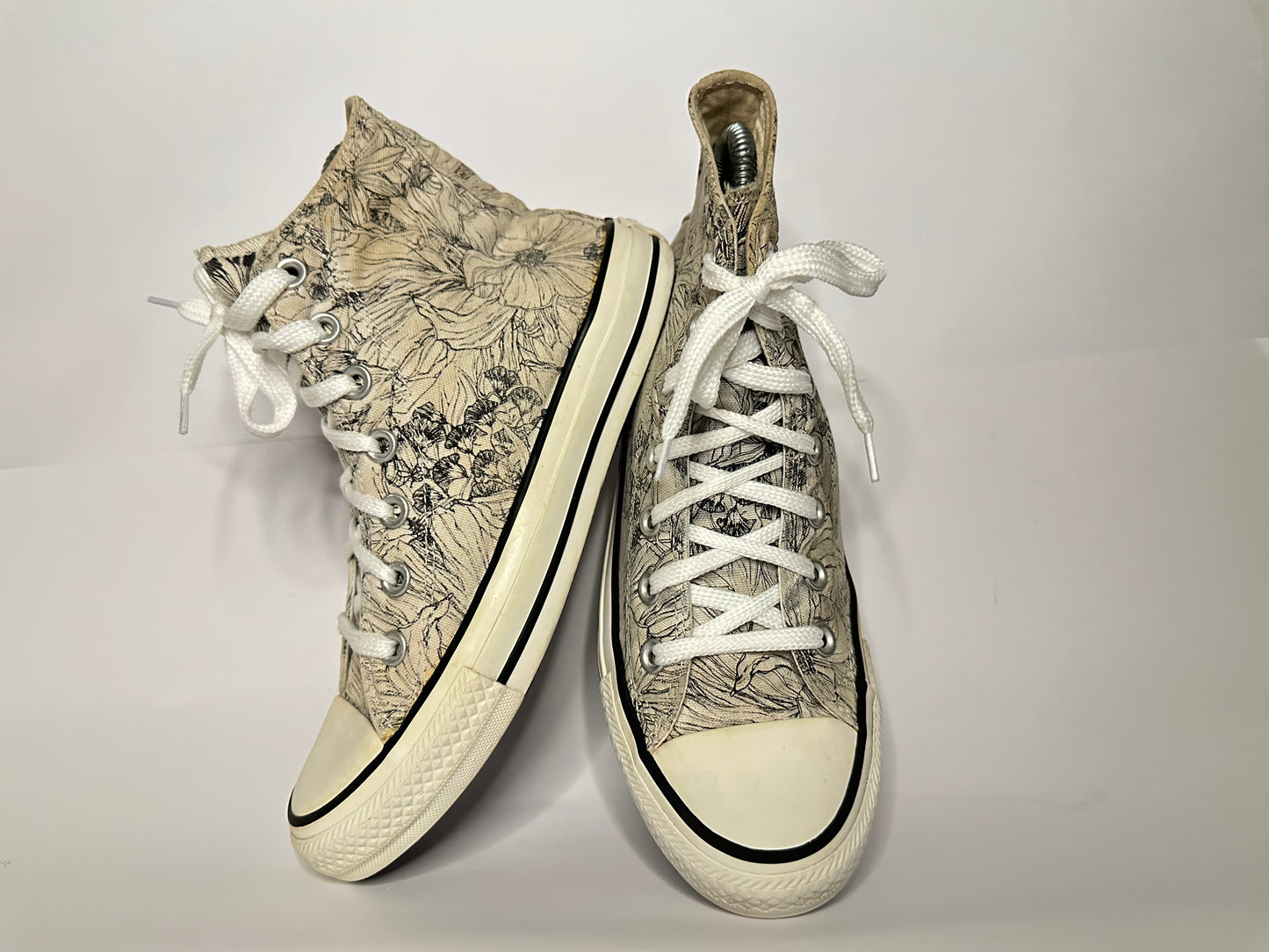 Converse Cream Black High-Top Sneakers