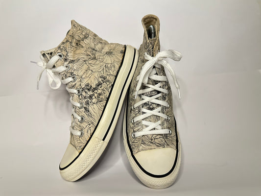 Converse Cream Black High-Top Sneakers