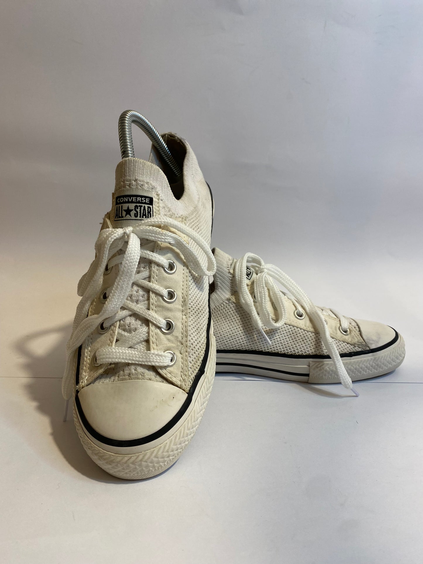 Converse White Net Fabric Low-Top Sneakers