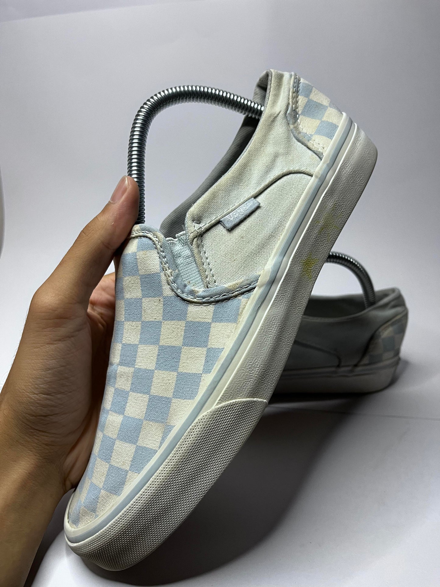 Vans Blue and White Check-board Low-Top Sneakers