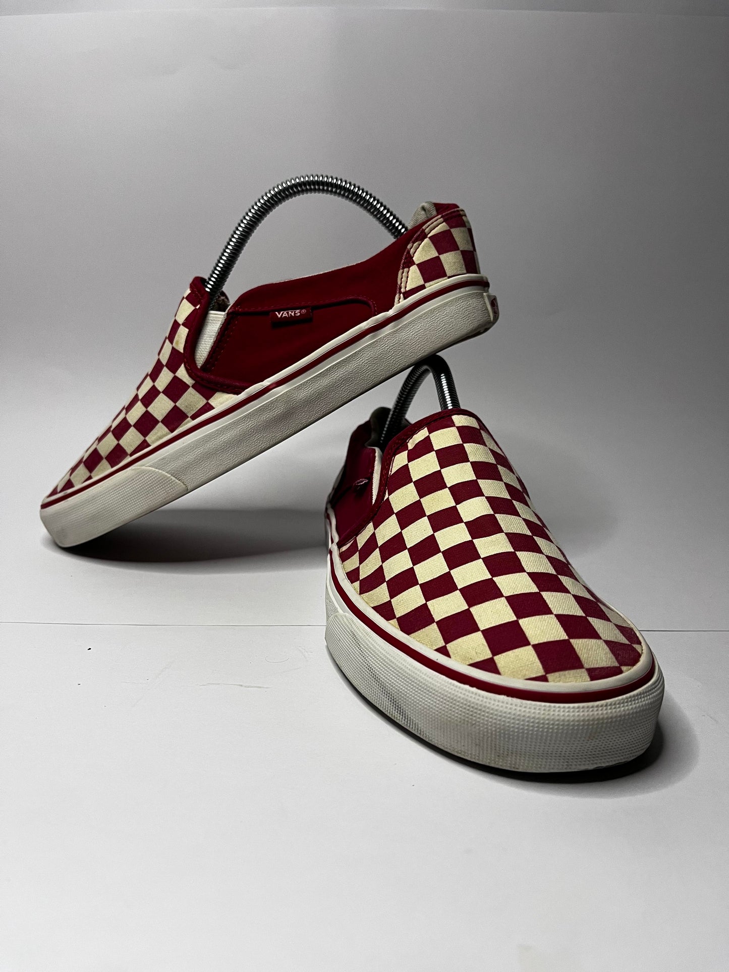Vans Red and White Check-board Low-Top Sneakers